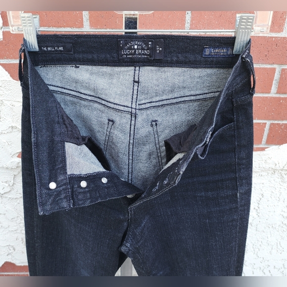 4/27 tall 26x34 LUCKY BRAND stretch black high rise button jean THE BELL FLARE - Picture 6 of 13